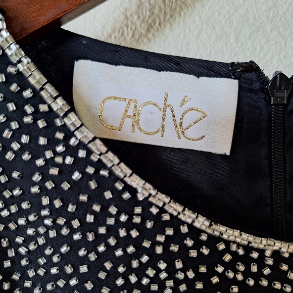 Vintage Cache 100% Silk Beaded Mini Dress. Womens size 4 - Picture 2 of 8